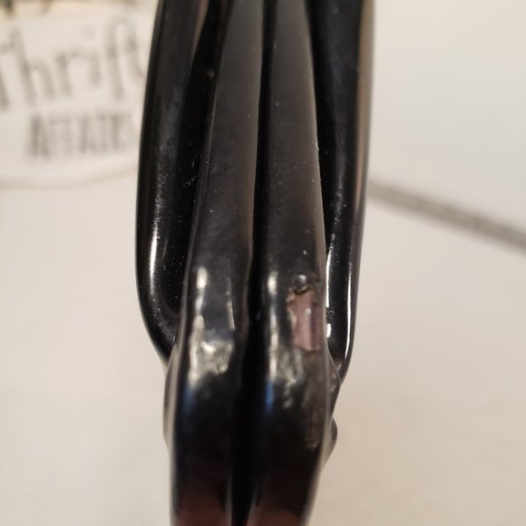 ETRA Vintage Black Patent Leather Clutch Evening Bag - Picture 10 of 11